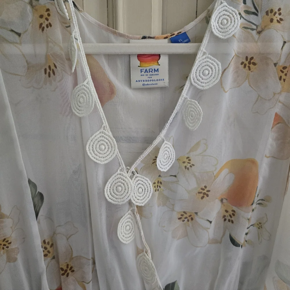 FARM RIO Floral White Dress Xl - Picture 7 of 11